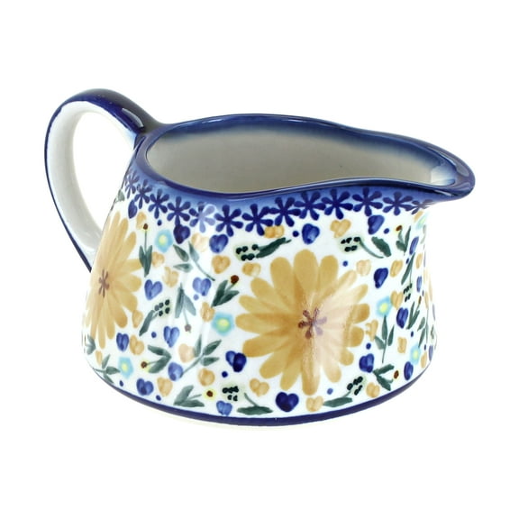 Blue Rose Polish Pottery Yellow Daisy Gravy Boat