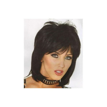 Joan Jett Wig 80s Rocker Adult Women's Costume Short Black Hair Rock Star Singer