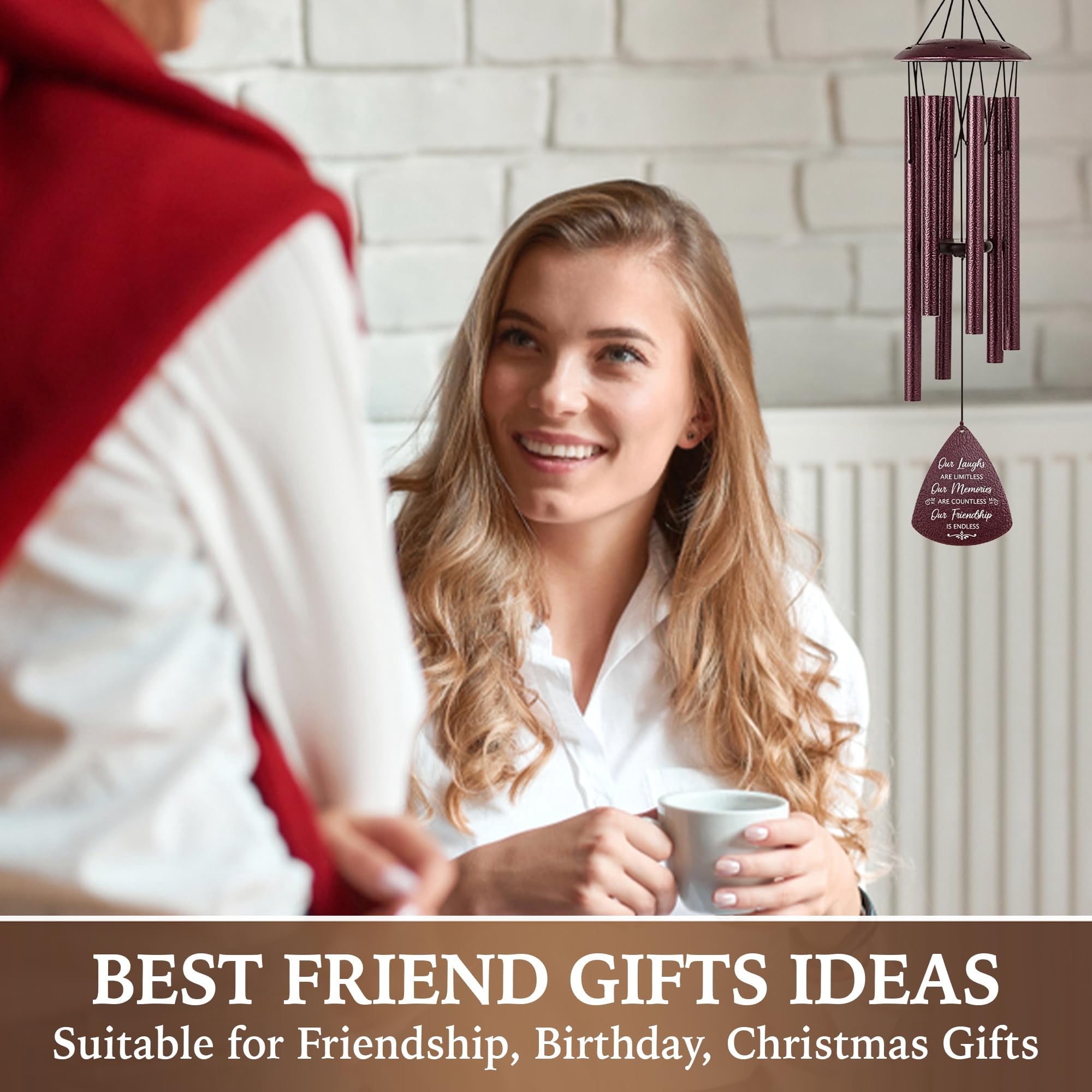 Birthday Gifts For Friends Women Men  33.5" Wind Chimes Forever Bff Bestie Female Long Distance Friendship Gift Friend Soul Sister