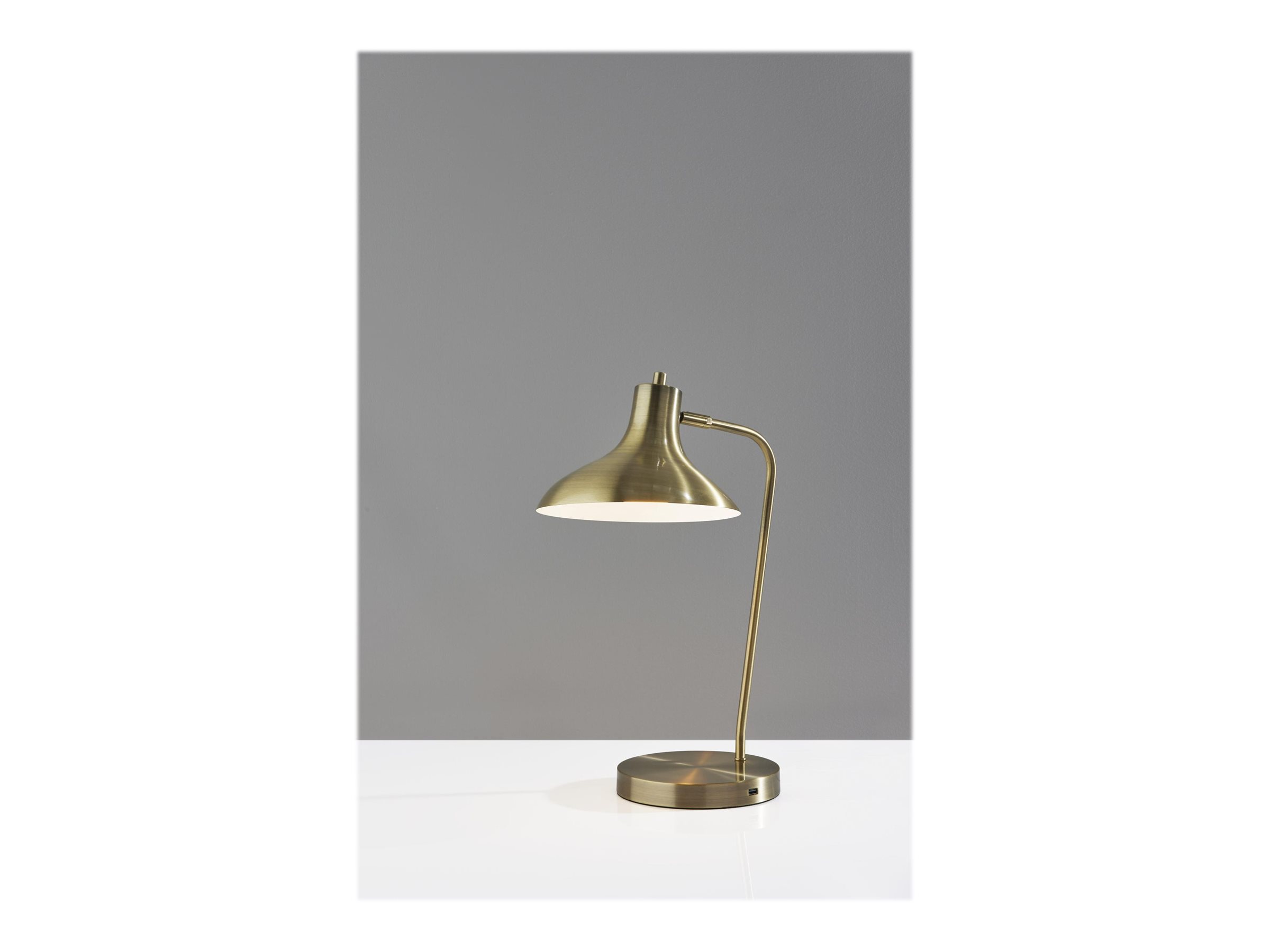 Simplee Adesso Cleo Desk Lamp, Antique Brass, Electronic, Antique Brass Shade