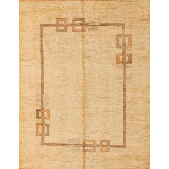 Ahgly Company Machine Washable Indoor Rectangle Abstract Orange Area Rugs, 8' x 10'