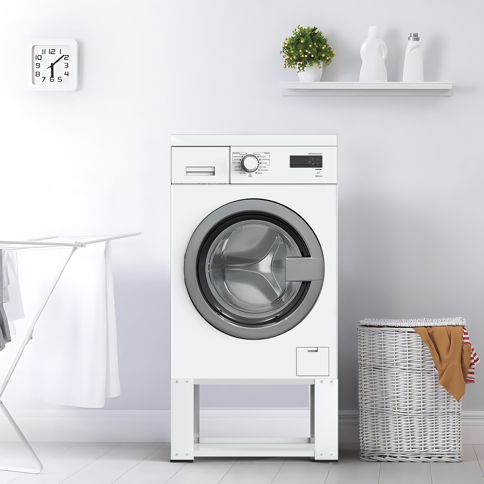 Washer Dryer Pedestal 28" Heavy Duty Matalde Washing Machine Pedestal 15.7" Height Laundry Riser, Stainless Steel, White