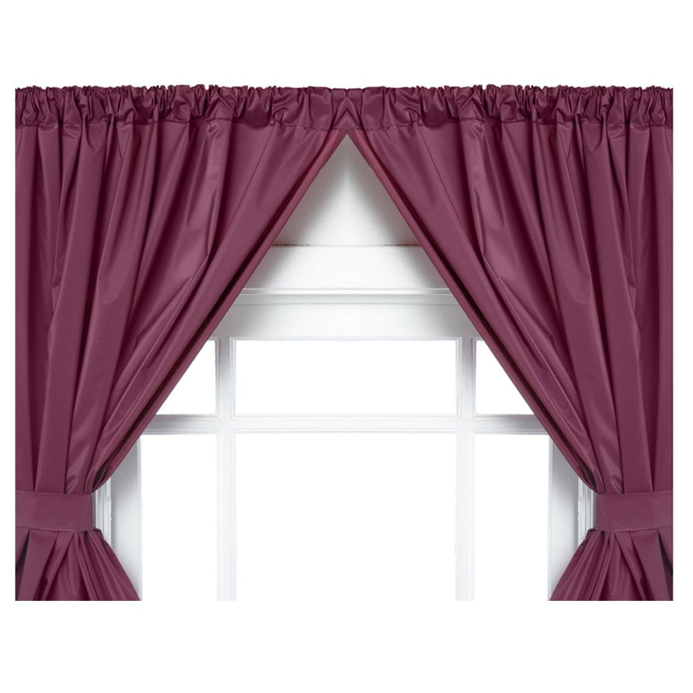Burgundy Double Swag Vinyl Bathroom Window Curtains w/ Tie Backs 36