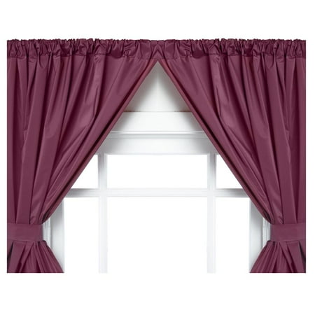 Burgundy Double Swag Vinyl Bathroom Window Curtains W Tie Backs
