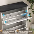 thumbnail image 4 of VEANERWOOD Farmhouse Shoe Storage Cabinet, Freestanding Shoe Rack Organizer with 3 Flip Drawers for Entryway Hallway, 4 of 7