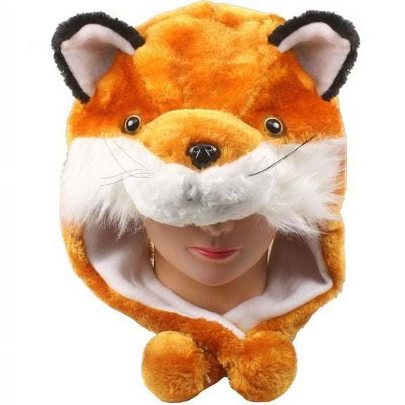Plush Fleece Animal Hat RED FOX with Earmuffs cute warm winter gift USA