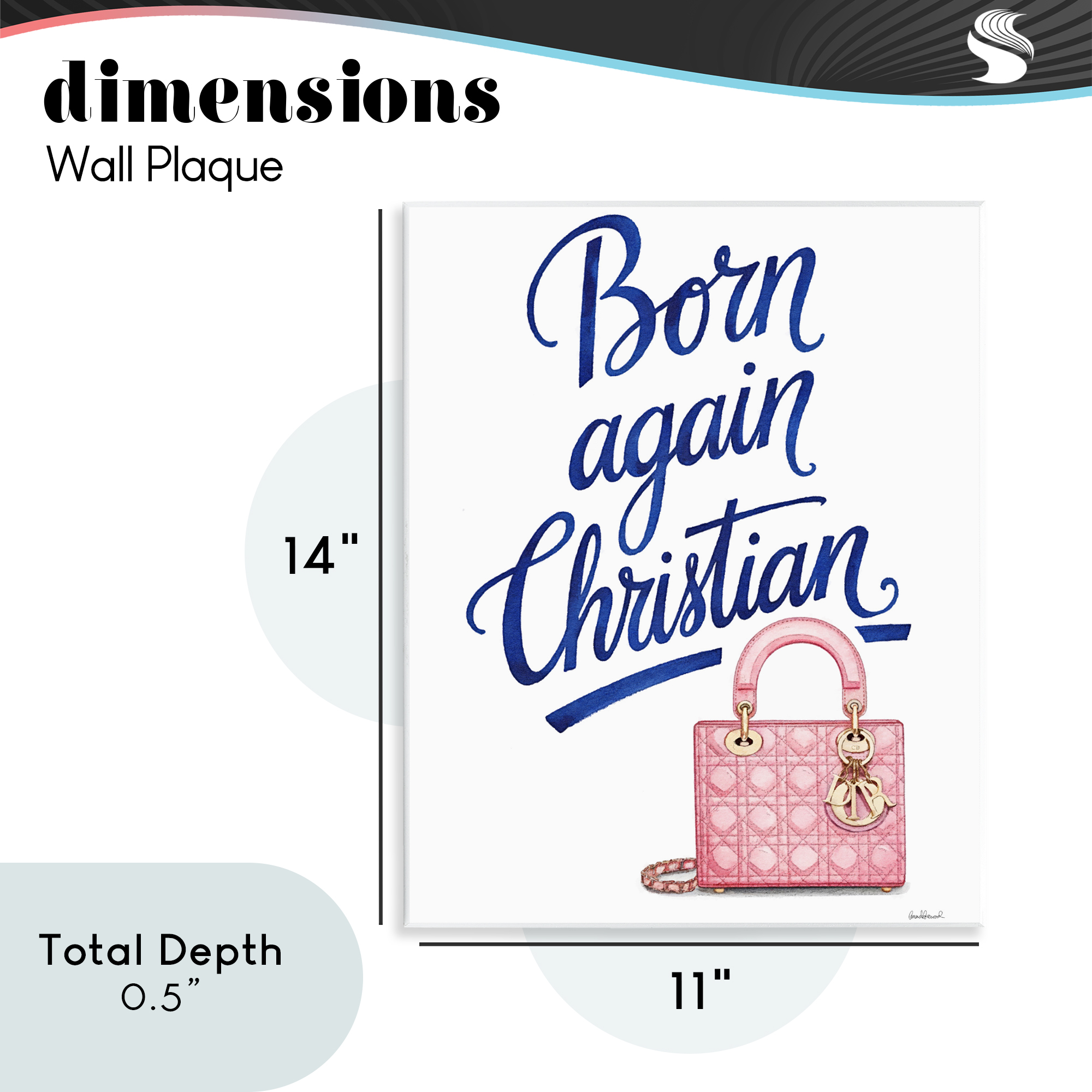 Glam Born Again Christian Wall Plaque Art, design by Amanda Greenwood
