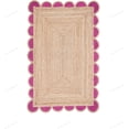 thumbnail image 1 of Natural Scalloped Jute Area Rug Bohemian Scallop Boho Decor Area Handwoven Custom Rugs Decorative Rug Reversible Braided Rugs (Pink, 2.5x16 ft), 1 of 7
