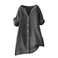 thumbnail image 4 of Oversized Tshirts for Women, Loose Solid Color Stand Collar Casual Shirt Top, Gray 4XL, 4 of 7