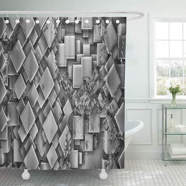 Cynlon Computer Abstract 3d Cubes Advertise Block Box Building Clear Bathroom Decor Bath Shower Curtain 60x72 Inch Walmart Com Walmart Com