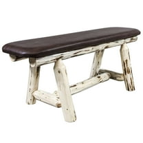 Montana Collection Plank Style Bench, Clear Lacquer Finish, 45 Inch w/ Saddle Upholstery