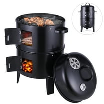 YouLoveIt Vertical Steel BBQ Smoker 38CM Charcoal with Thermometer