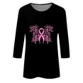 thumbnail image 4 of IROINNID Discount Breast Cancer Pullover for Women Breast Cancer Awareness Loose Printed Loose T-shirt 3/4 Sleeves Blouse Round Neck Tops,Black, 4 of 5