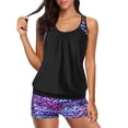 thumbnail image 1 of Trajes de baño Tankini Prolriy para mujer, dos trajes de baño tankini con espalda en T y pantalones cortos tipo blusón, trajes de baño deportivos para mujer, trajes de baño morados XXXL, 1 of 8