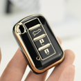 thumbnail image 3 of Key Fob Cover Compatible with Mitsubishi Eclipse Cross Outlander Sport Mirage G4 Lancer 2016-2021 3 Button TPU ABS Smart Key Keychain Case Holder Protector,Black, 3 of 6