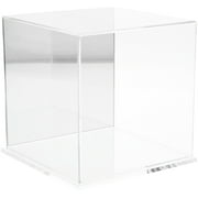 Plymor Clear Acrylic Display Case with Clear Base (Mirror Back), 8" x 8" x 8"