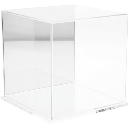 Plymor Clear Acrylic Display Case with Clear Base (Mirror Back), 8" x 8" x 8"