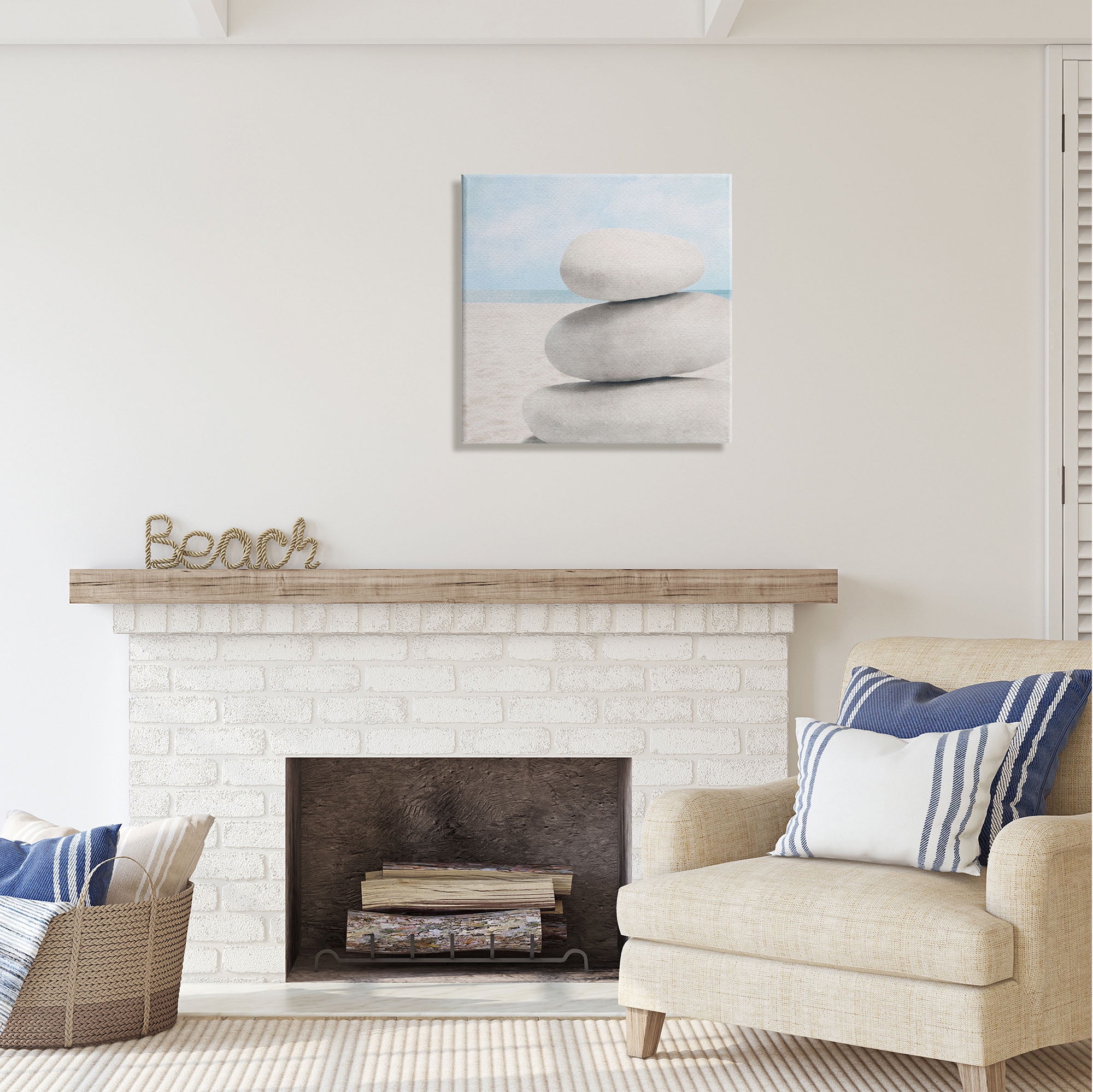 Stupell Industries Coastal Stacked Rocks Nature Photography Gallery Wrapped Canvas Print Wall Art, 24 x 24