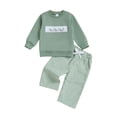thumbnail image 4 of KPOPLK Toddler Boy Clothes for 3 6 9 12 Months 2T 3T 4T Outfit Long Sleeve Sshirt Top Jogger Pants Cute 2Pcs Set(6-12 Months,Green), 4 of 4
