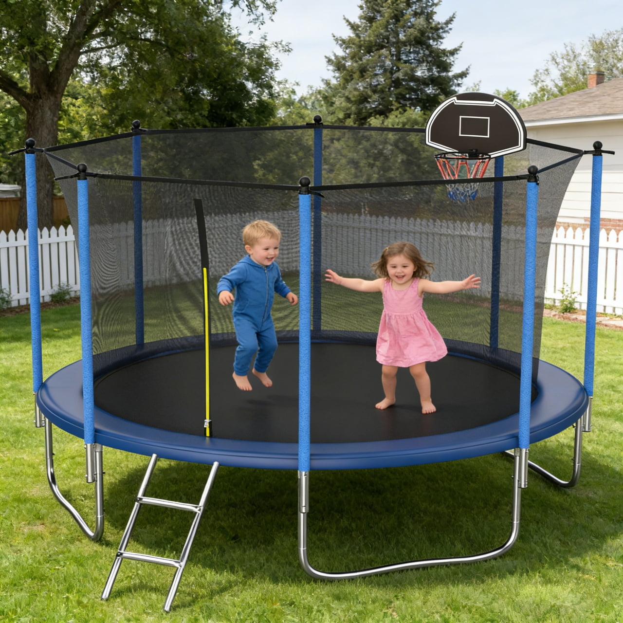 Shengchao Trade 650LBS 10FT Trampoline for Adults and Kids,Trampoline with Enclosure,Recreational Trampoline with Ladder, Heavy Duty Trampoline Capacity for 2-4 Kids