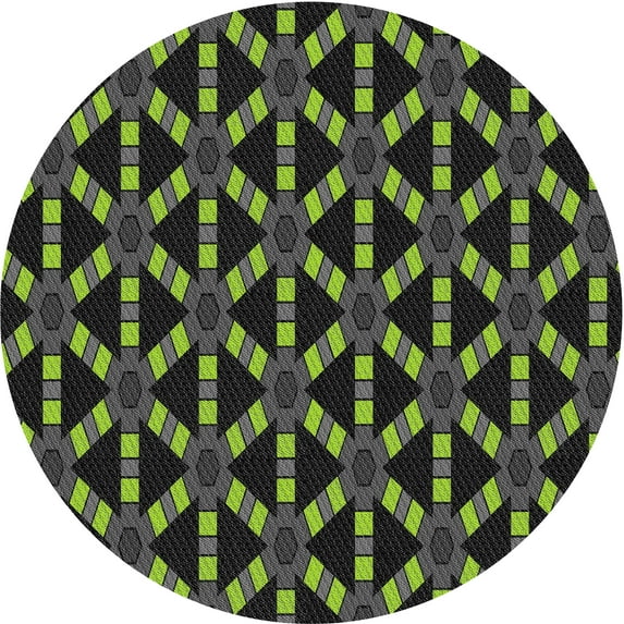 Ahgly Company Machine Washable Indoor Round Transitional Midnight Gray Area Rugs, 6' Round