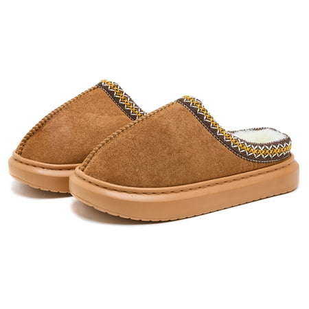 

Wehilion Women s Slippers Platform Mini Boots Fur Fleece Lined Anti-Slip Boot For Outdoor Fluffy Warm Winter House Slippers Outdoor Anti-Slip Slipper Fleece Lined Sneakers Short Ankle Boot