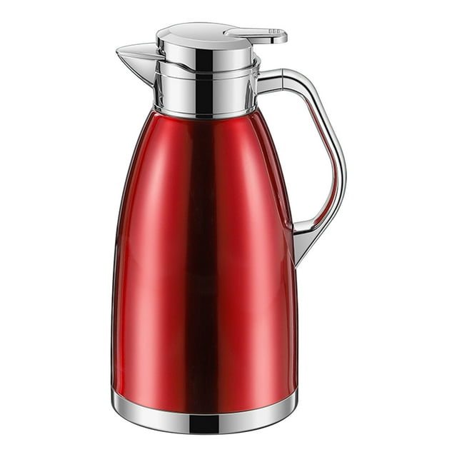 Stainless Steel Thermal Carafe With Lid 2.3 L Capacity Leak Proof Spout Built In Filter For Coffee Tea Water