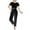 Black, variant on Kaemgyyd Pajama Sets for Women Velvet Sleepwear 2 Piece Outfit Trendy Lounge Sets Soft Short Sleeve Crop Top and Long Pants