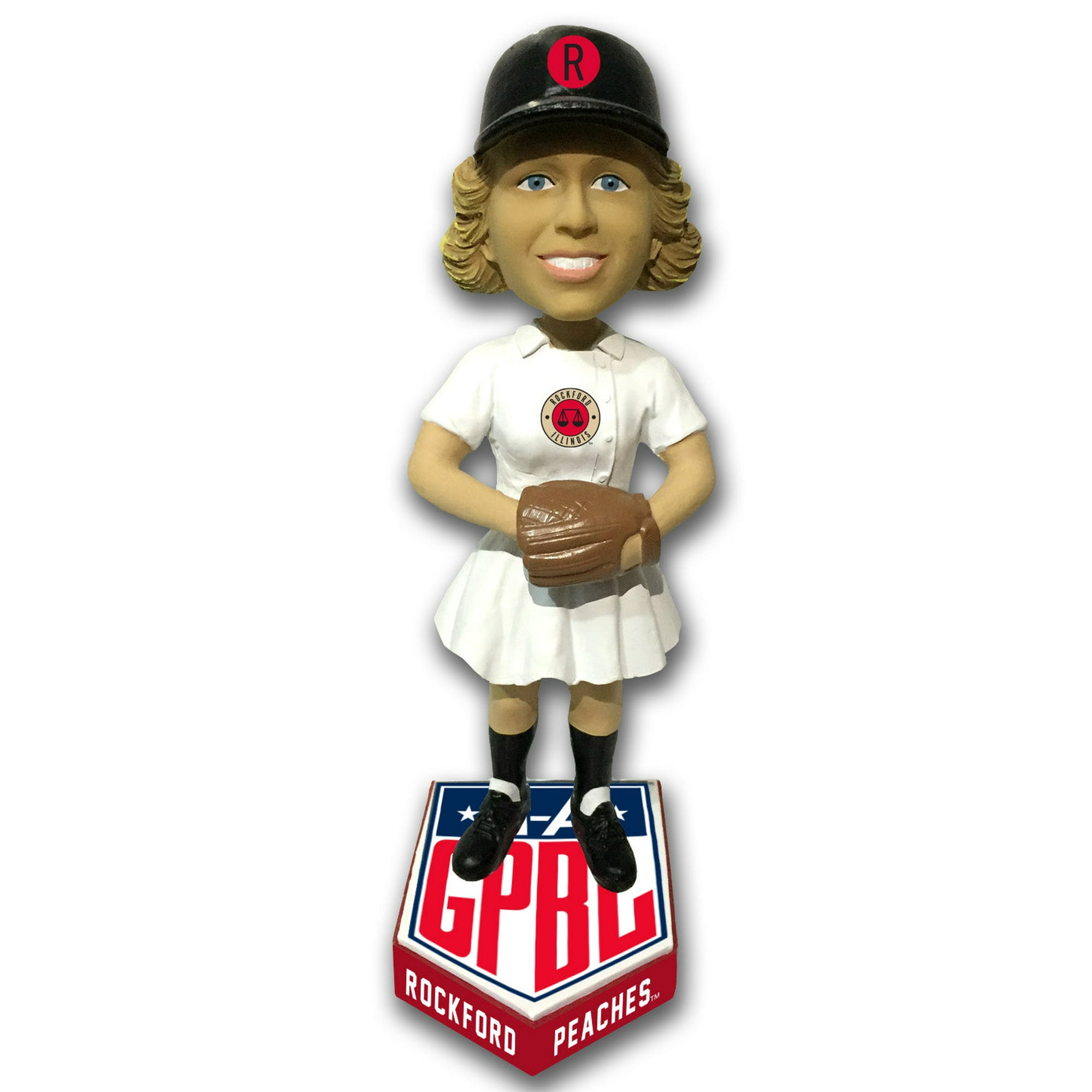 Rockford Peaches Vintage Rockford Peaches White Uniform AAGPBL Bobblehead Aagpbl, Size: 8 Inches Tall
