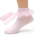 thumbnail image 7 of LYMAYTER 5 Pack Kids Girls Socks ‌Toddler Cute Double Cuff Dress Socks Ruffles Baby Girls Ankle Socks 1-13Y, 7 of 7