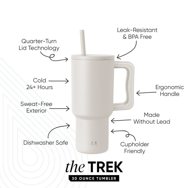 Simple Modern – Gobelet Trek isotherme de 40 oz avec poignée et paille | Bouteille d'eau en acier inoxydable isolée pour café glacé | Tasse de voyage | 1,18 l | Forêt