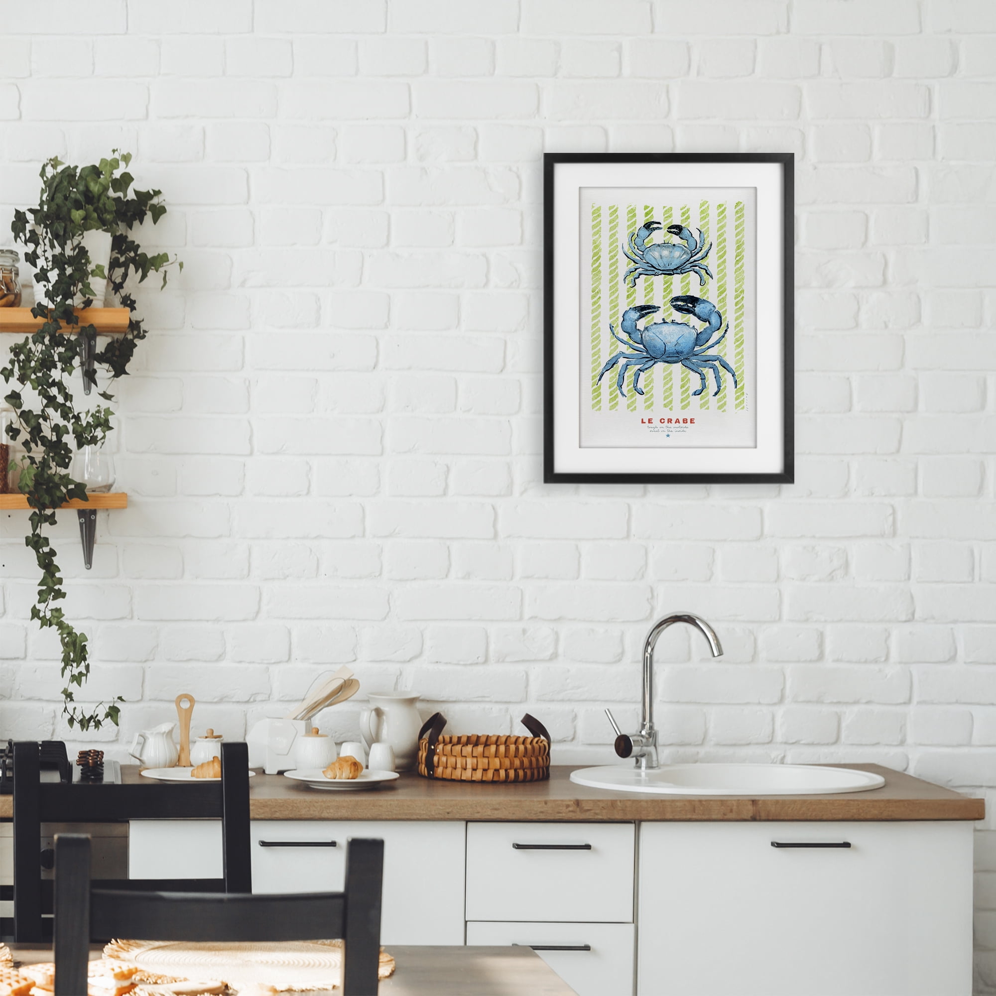 Stupell Industries Modern Bistro Crabs Black Framed Print Under Glass, design by Chad Barrett