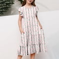 thumbnail image 3 of CIAKGIAF Big Girls Dresses,Ruffle Flare Dress Comfortable Round Neck Dresses with Pockets Short Sleeved Floral Dress Multicolor for 6-7 Years, 3 of 6