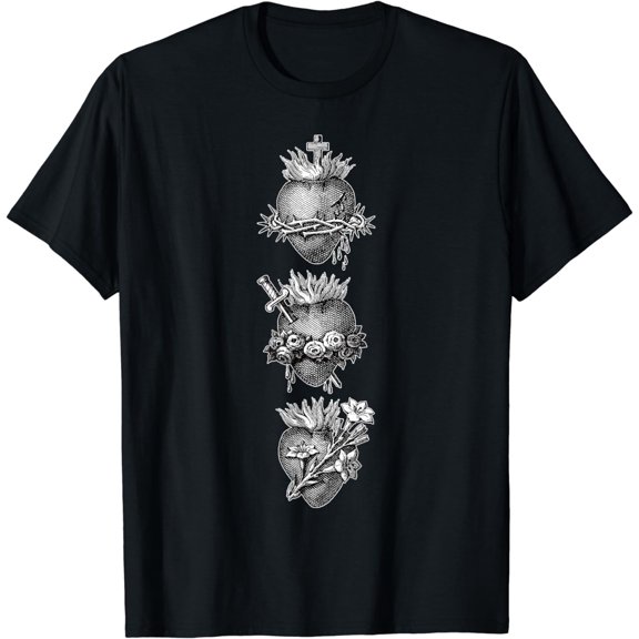 Sacred Hearts of Jesus the Virgin Mary and Saint Joseph T-Shirt
