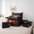 thumbnail image 5 of Feelyou Cartoon Football Soccer Twin Bedding Sets 7-Piece, Brown Orange Stars Lines Bedding Comforter Set, Teens Kids Boys Girls Reversible Sheet Sets, Lightweight Room Decor, 5 of 7