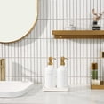 thumbnail image 2 of Dispensador de jabón Prus Waso dorado, juego de baño, dispensador de jabón de manos de vidrio y dispensador de loción con bomba de acero inoxidable dorada, perfecto para una decoración de baño moderna, 2 of 7