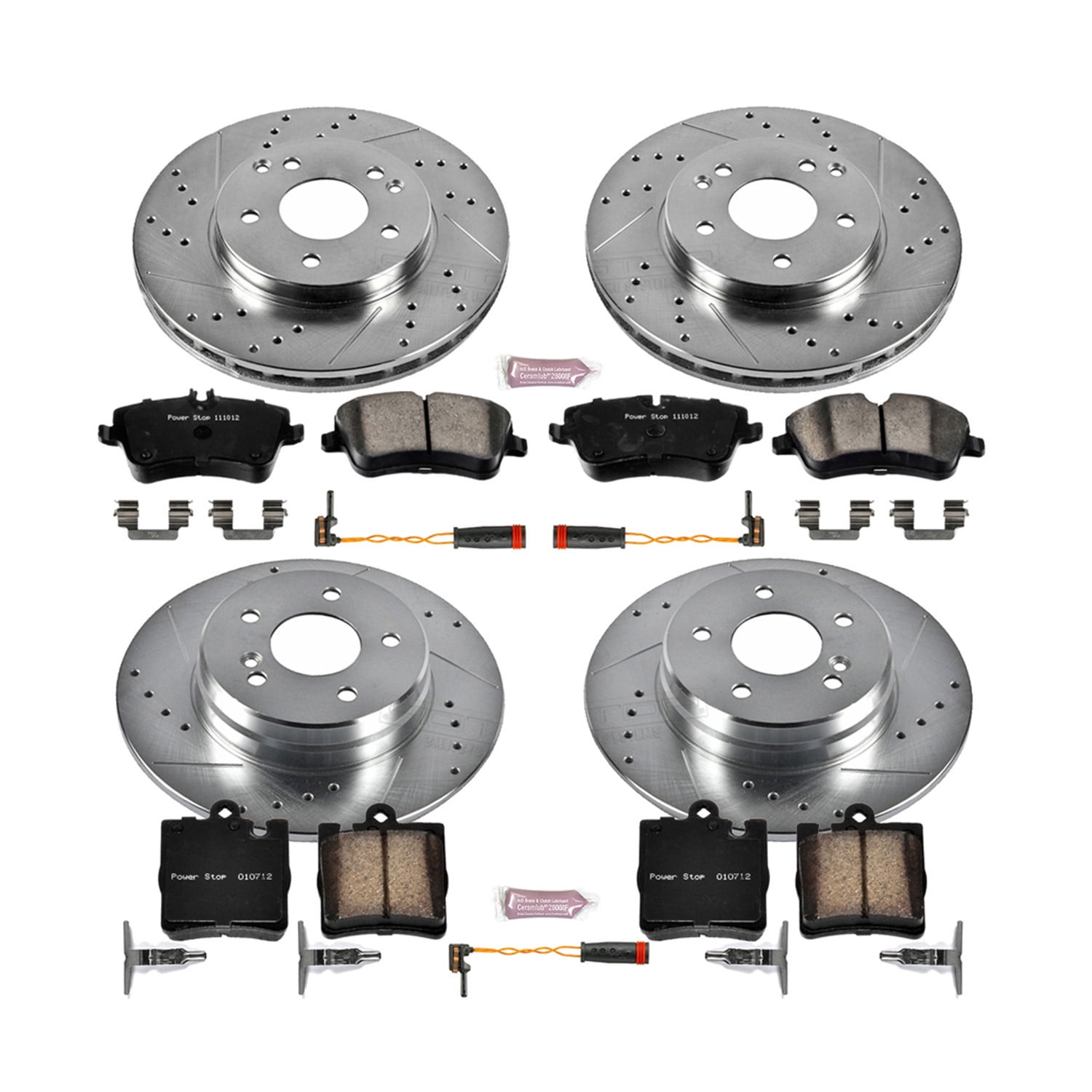 Power Stop Front and Rear Ceramic Brake Pad and Drilled and Slotted Rotor Kit K6745