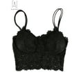 thumbnail image 6 of Gustave 3 Pack Women Sexy Lace Padded Camisole V Neck Crochet Bralette Half Bra Spaghetti Strap Crop Tops Vest "Black, L", 6 of 10