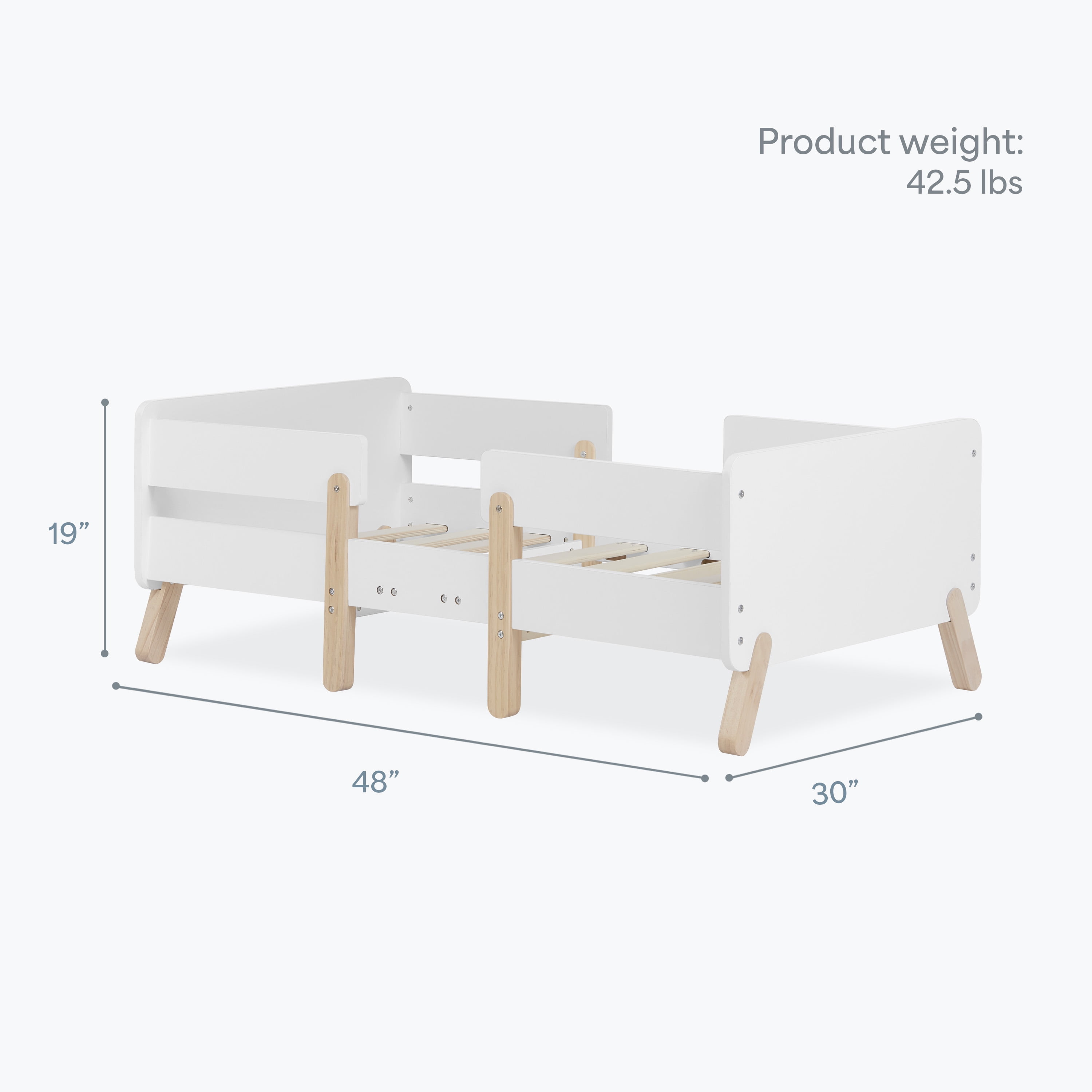 Dream on Me Osko Convertible Toddler Bed, JPMA & Greenguard Gold Certified, White/Natural
