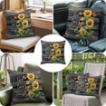 thumbnail image 4 of Throw Pillow Covers, Sunflower Retro 16x16 Pillow Covers for Couch/Sofa/Bed, Farmhouse Flowers Botanical Black Wood Decorative Square Linen Cushion Pillowcase for Home Decor, 4 of 9