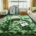 thumbnail image 6 of ZENELESS Fluffy Area Rugs for Living Room,4x6 Shag Rectangular Carpets for Bedroom Tie-Dye Dark Green, 6 of 7
