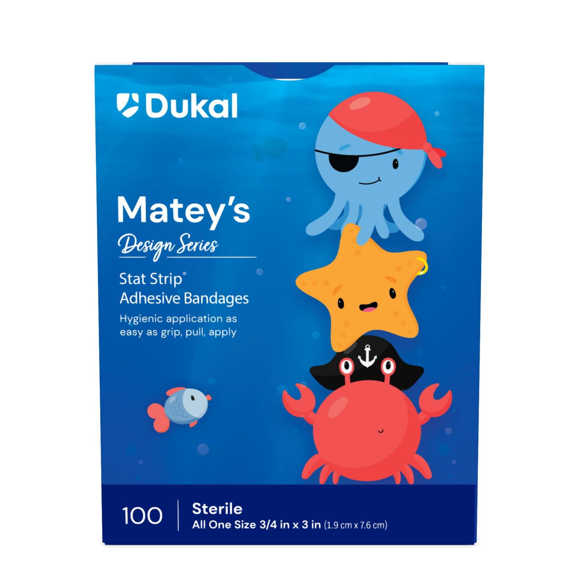 Design Series Matey’s Adhesive Bandages with Stat Strip Technology, ¾” x 3” (Case of 1200)