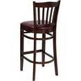 thumbnail image 5 of Emma + Oliver Vertical Slat Back Mahogany Wood Barstool, Burgundy Vinyl Seat, 5 of 6