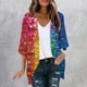 thumbnail image 4 of Camisetas de Manga Larga de las Mujeres Casual, Carnaval Imprimir Gasa 3/4 Manga Cardigan, 4 of 5