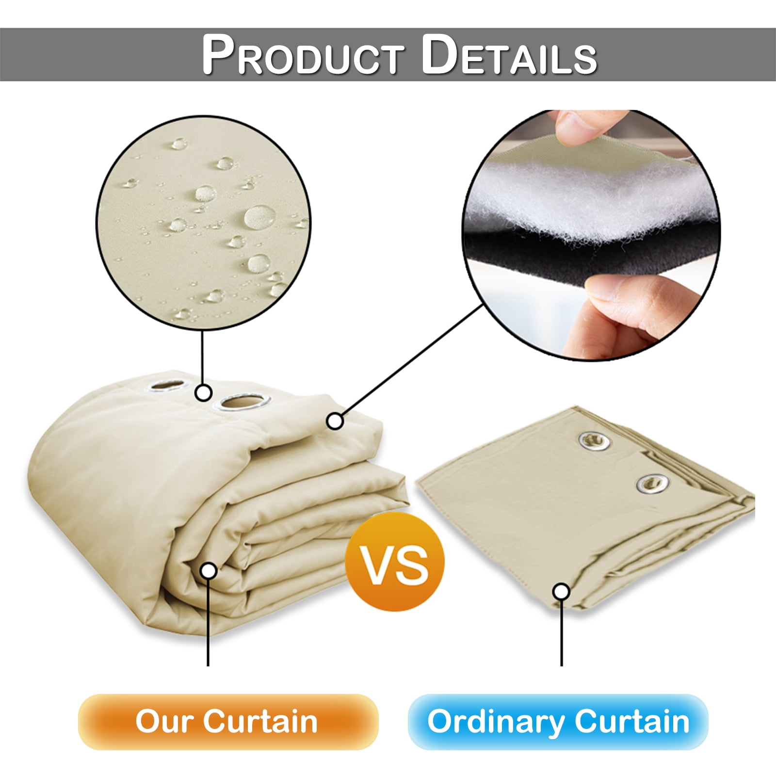 Lapalife Outdoor Curtain for Winter, 100% Blackout Waterproof Windproof Quilted Heavy Duty Curtain Cold Blocking Thermal Isolate for Living Room, Bedroom, 52"x 108", 1 Panel