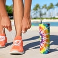 thumbnail image 2 of 20oz Tie Dye Rainbow Concentric Circles Pattern Skinny Tumblers Stainless Steel Tumbler with Lid and Straw,Vacuum Insulated Double Wall Travel Tumbler Cups with Cleaning Brush for Coffee,Tea, 2 of 6
