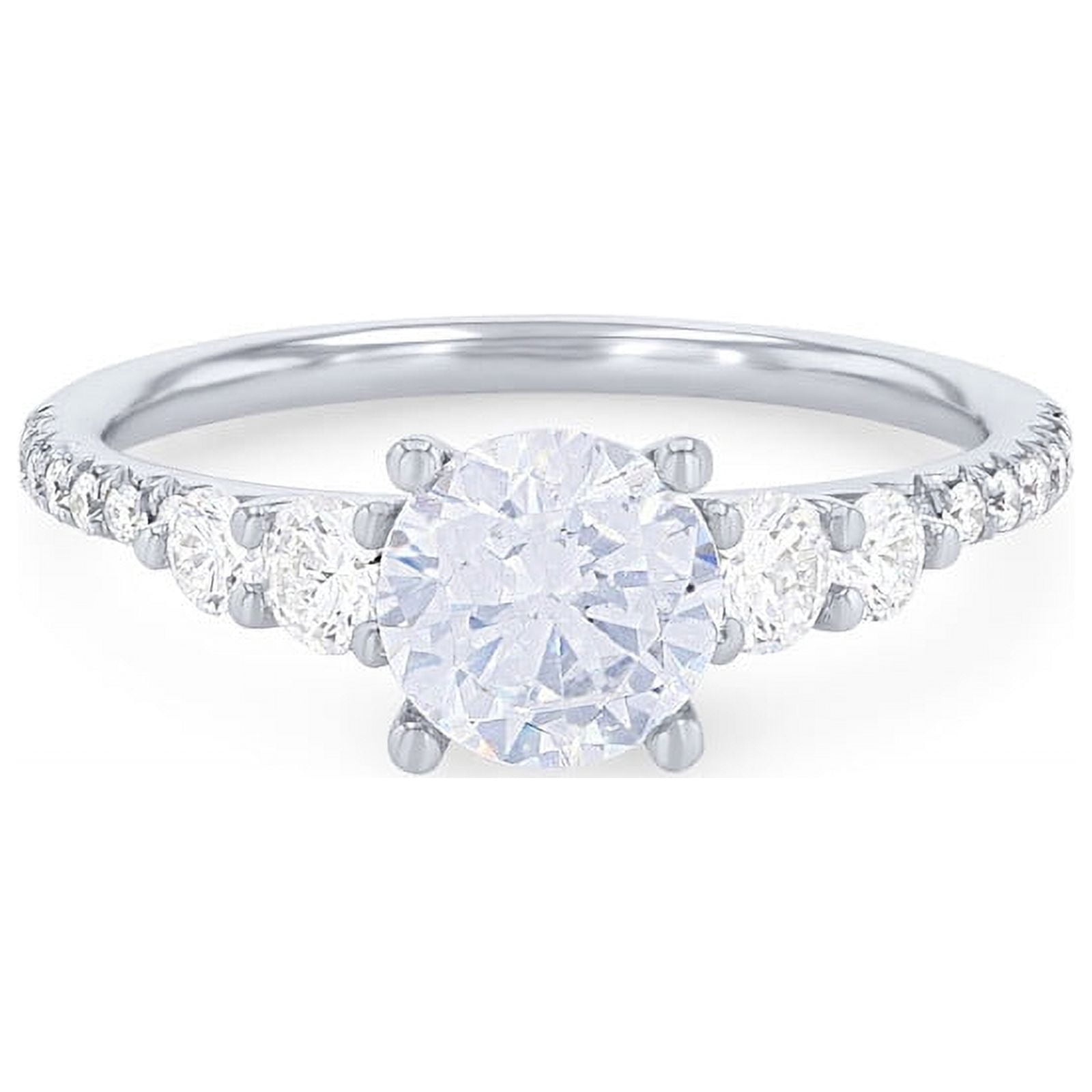 Bague De Fiançailles En Or Blanc 14 Carats - Diamant Simulé Rond - Tailles 4 à 12 US - Personnalisable