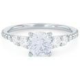 thumbnail image 1 of 0.85 Carat Excellent Round Shape Genuine Diamond Latest Design Solitaire with Accents Engagement Ring for Ladies Solid 18K White Gold Size 7.5, 1 of 6
