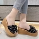 thumbnail image 4 of Mujeres Bowknot Beach Summer Pantuflas Plataforma Slope Heels Plus Size Shoes Wmkox8yii  hj789, 4 of 8