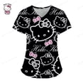 thumbnail image 3 of Camiseta de uniforme para mujer 2023, camisetas de Hello Kitty, uniforme de enfermera, bolsillo, Hello Kitty, cuello en V, ropa para mujer, tops, top de hospital, 3 of 5